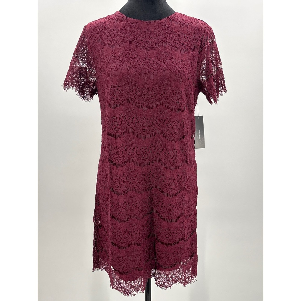 Lulus Take Me to Brunch Burgundy Lace Shift Mini Dress Size Medium NWT - Picture 5 of 11
